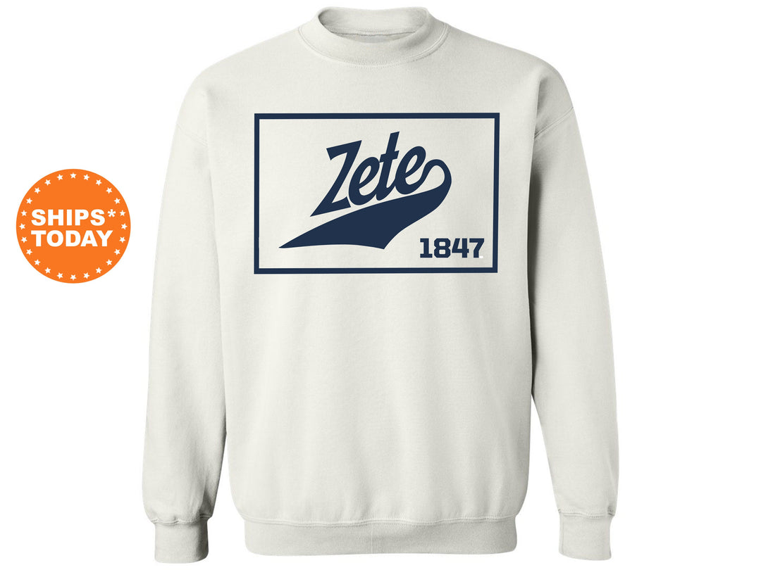 Zeta Psi Baseball Boxed Fraternity Sweatshirt | Zete Greek Sweatshirt | Fraternity Gift | Gameday Sweatshirt | College Apparel _ 5984g