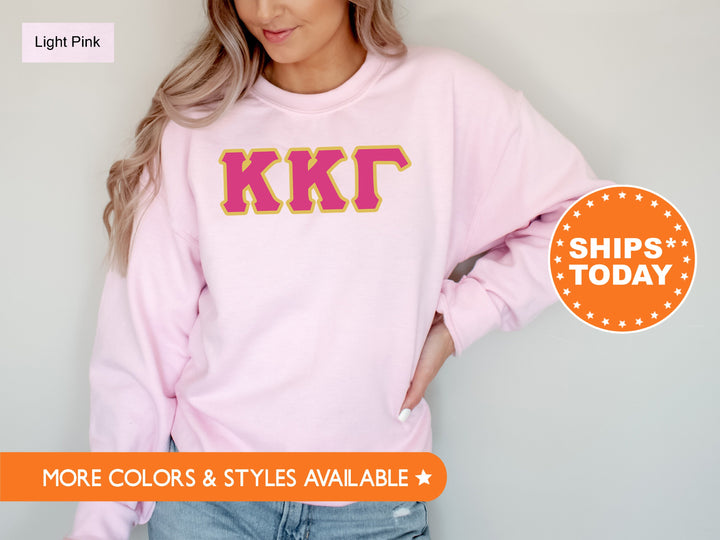Kappa Kappa Gamma Pink and Gold Sorority Sweatshirt | Kappa Kappa Gamma Sweatshirt | Kappa Greek Letters | Big Little Reveal Gift