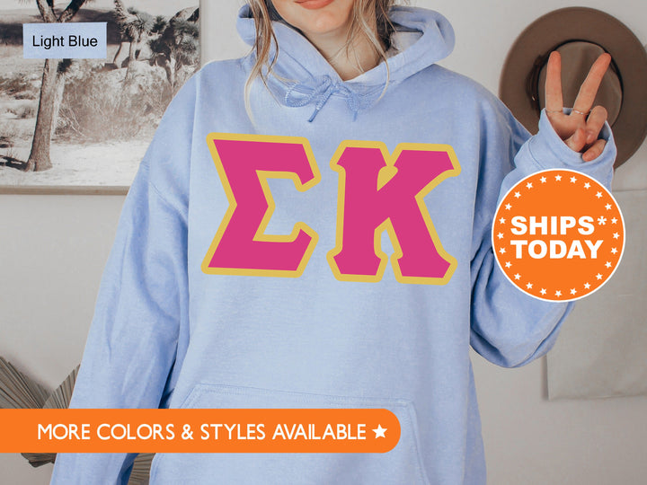 Sigma Kappa Pink and Gold Sorority Sweatshirt | Sigma Kappa Sweatshirt | Greek Letters Sorority Hoodie | Sigma Kappa Merch 5282g