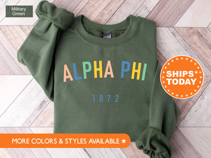 Alpha Phi Retro and Year Sorority Sweatshirt | APHI Retro Sweatshirt | Sorority Hoodie | Big Little Reveal | Sorority Crewneck _  8221g