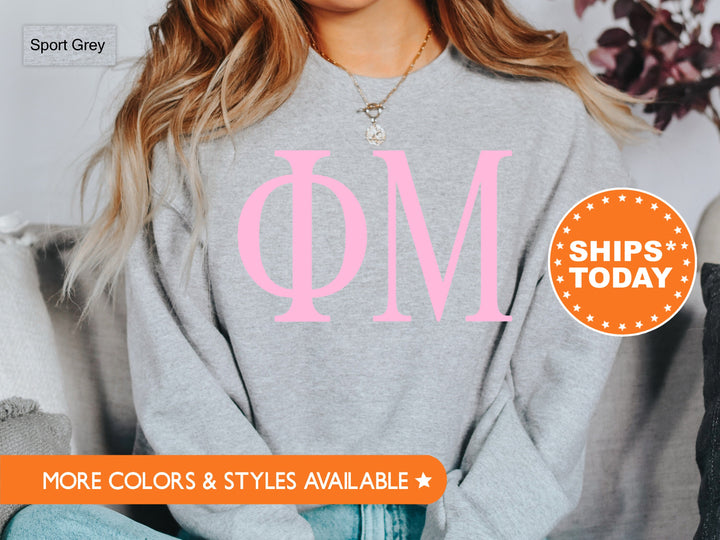 Phi Mu Just the Letters Sorority Sweatshirt | Phi Mu Greek Letters | Phi Mu Sorority Letters | Big Little Reveal | Greek Apparel _ 5148g