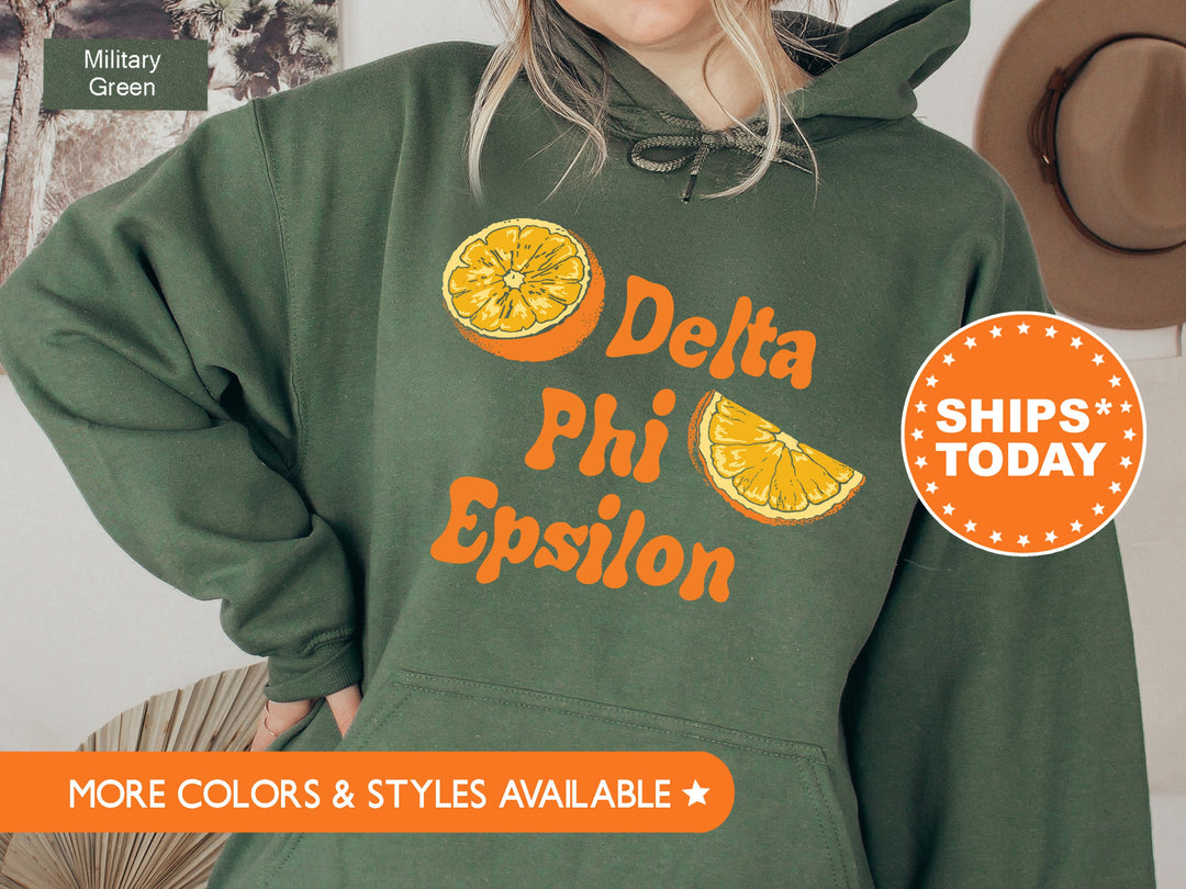 Delta Phi Epsilon Oranges Sorority Sweatshirt | DPHIE Sweatshirt | Big Little Reveal | Sorority Crewneck | Trendy Sorority Hoodie _ 8384g