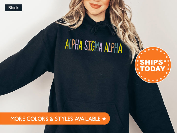 Alpha Sigma Alpha Uniquely Me Sorority Sweatshirt | ASA Colorful Letters Sweatshirt | Sorority Hoodie | Big Little Reveal Gift _ 5816g