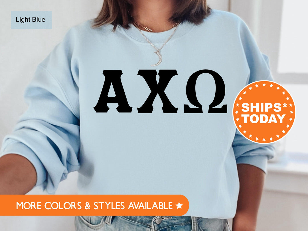 Alpha Chi Omega Super Simple Sorority Sweatshirt | Alpha Chi Greek Letters | AXO Sorority Letters | Big Little | College Apparel  _ 5637g