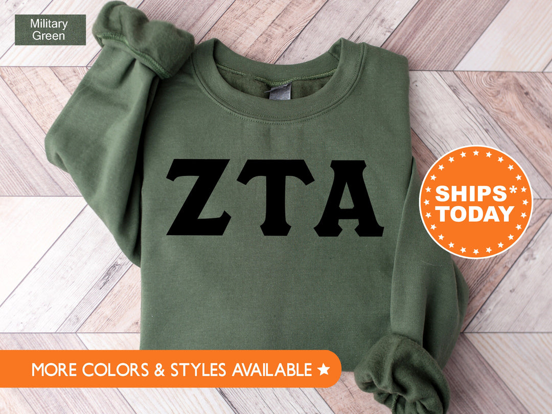 Zeta Tau Alpha Super Simple Sorority Sweatshirt | Zeta Greek Letters | Sorority Letters | Big Little Reveal Gift | College Apparel