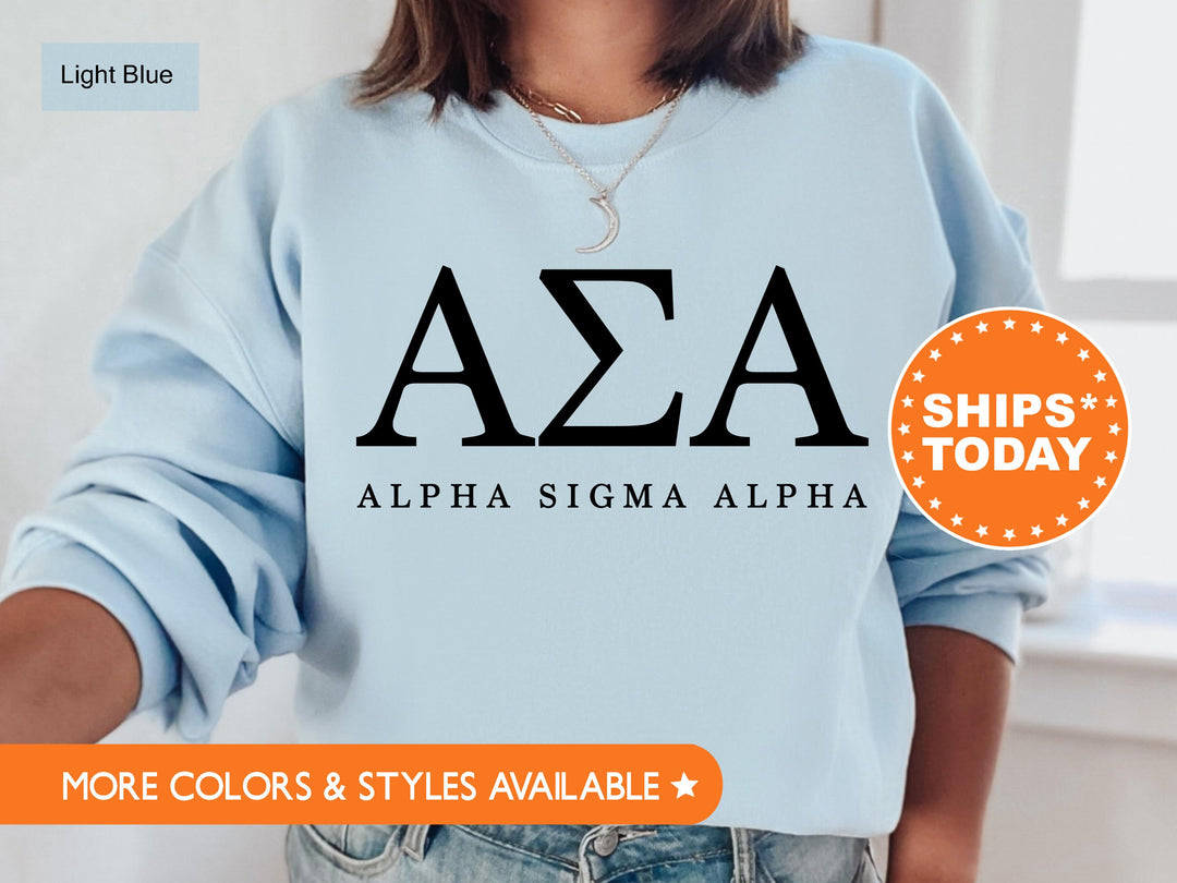 Alpha Sigma Alpha Sweet and Simple Sorority Sweatshirt | Alpha Sigma Alpha Greek Letters Sorority Crewneck | Sorority Letters | Big Little _ 5006g