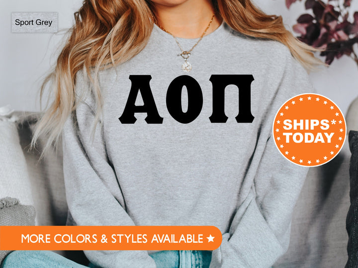 Alpha Omicron Pi Super Simple Sorority Sweatshirt | Alpha O Greek Letters | Sorority Letters | Big Little Gift | College Apparel