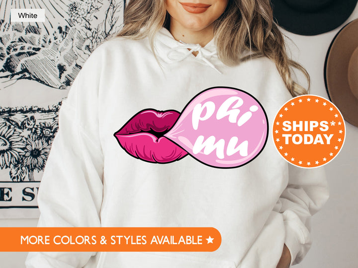 Phi Mu Bubble Gum Sorority Sweatshirt | Phi Mu Sorority Hoodie | Phi Mu Big Little Reveal | Sorority Gifts | Greek Sweatshirt _ 7610g