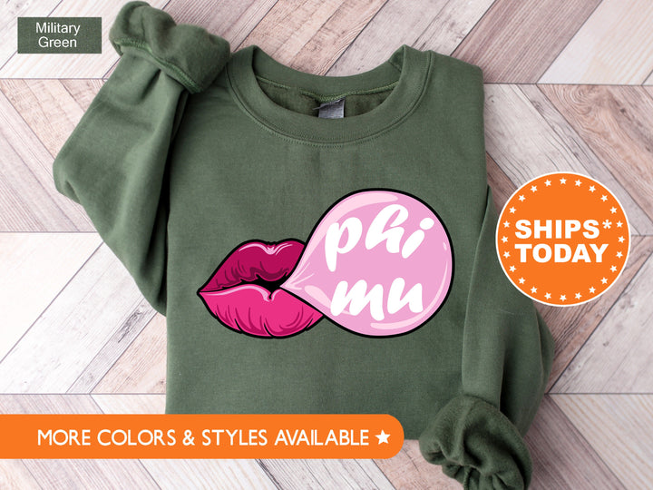 Phi Mu Bubble Gum Sorority Sweatshirt | Phi Mu Sorority Hoodie | Phi Mu Big Little Reveal | Sorority Gifts | Greek Sweatshirt _ 7610g