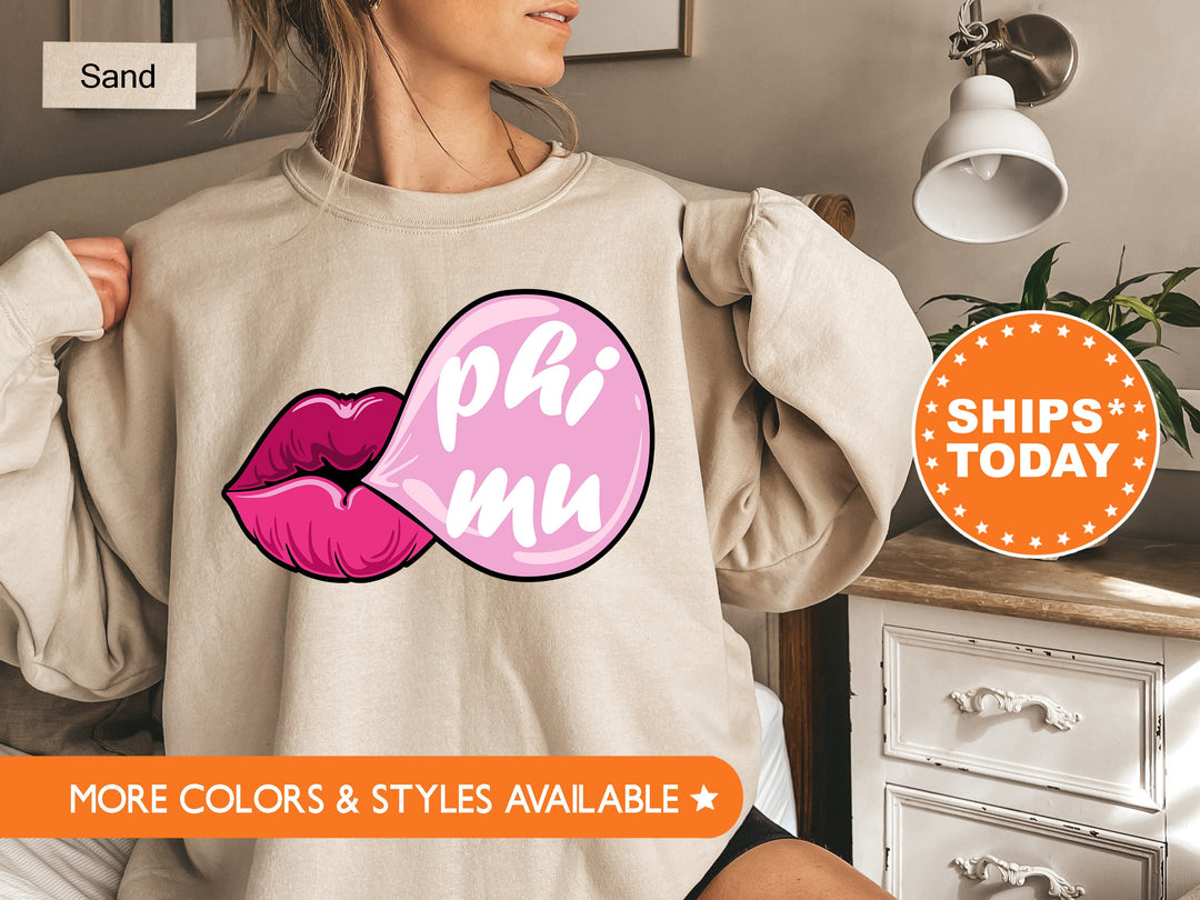 Phi Mu Bubble Gum Sorority Sweatshirt | Phi Mu Sorority Hoodie | Phi Mu Big Little Reveal | Sorority Gifts | Greek Sweatshirt _ 7610g