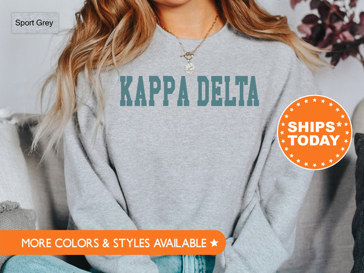 Kappa Delta Bold Aqua Sorority Sweatshirt | Kay Dee Sorority Letters Crewneck | Sorority Merch | Big Little Reveal Gifts | Bid Day Basket