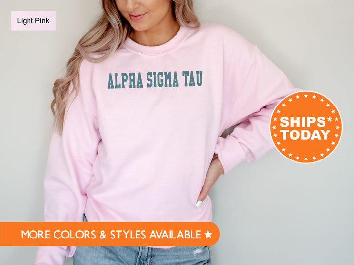 Alpha Sigma Tau Bold Aqua Sorority Sweatshirt | AST Sorority Letters Crewneck | Sorority Merch | Big Little Reveal Gifts | Bid Day Basket