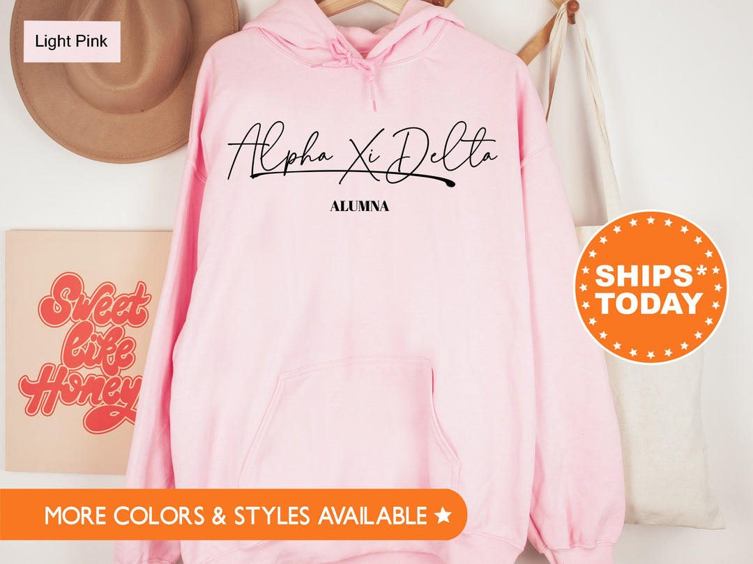 Alpha Xi Delta Alumna Cursive Sorority Sweatshirt | AXID Alumni Sweatshirt | Sorority Alumna Crewneck | Alpha Xi Greek Apparel _ 7262g