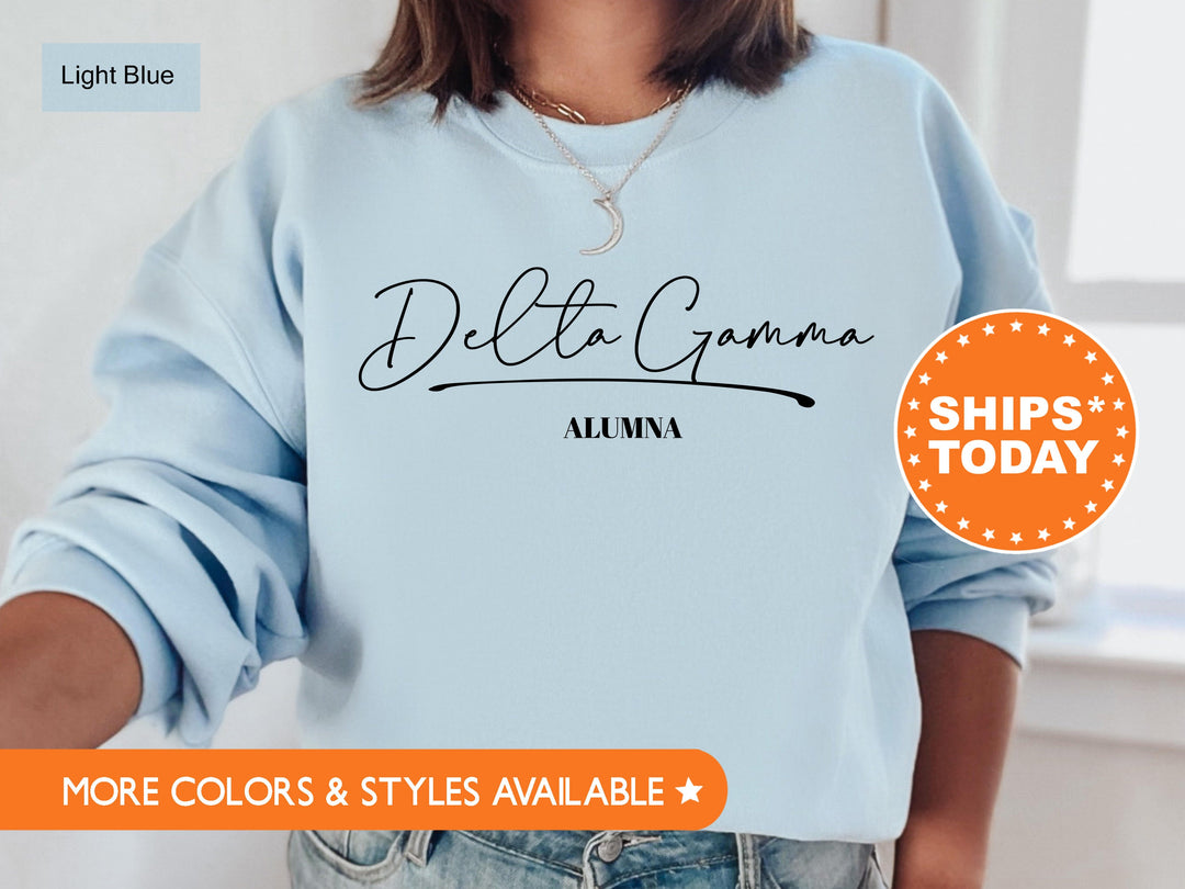 Delta Gamma Alumna Cursive Sorority Sweatshirt | Dee Gee Alumni Sweatshirt | Sorority Alumna Crewneck | College Greek Apparel  _ 7265g