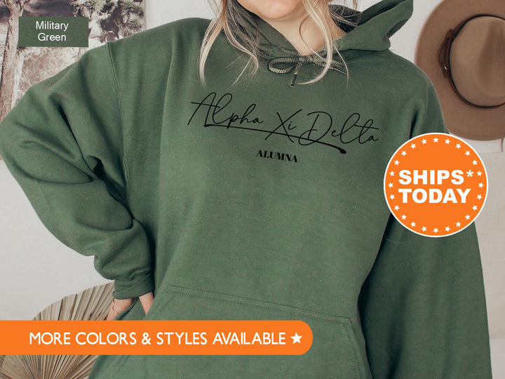 Alpha Xi Delta Alumna Cursive Sorority Sweatshirt | AXID Alumni Sweatshirt | Sorority Alumna Crewneck | Alpha Xi Greek Apparel _ 7262g