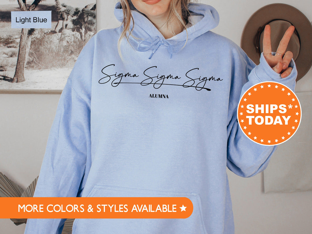 Sigma Sigma Sigma Alumna Cursive Sorority Sweatshirt | Tri Sigma Alumni Sweatshirt | Sorority Alumna Crewneck | Greek Apparel _ 7277g