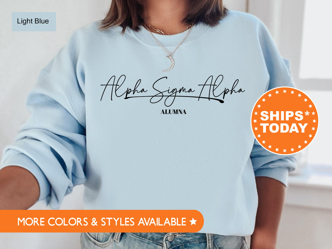 Alpha Sigma Alpha  Alumna Cursive Sorority Sweatshirt | Alumni Sweatshirt | Sorority Alumna Crewneck | College Greek Apparel _ 7260g