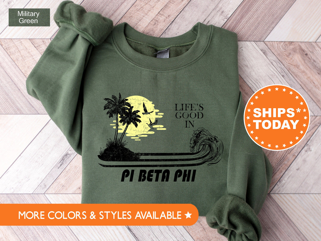 Pi Beta Phi Beach Life Sorority Sweatshirt | Pi Phi Sorority Apparel | Big Little Reveal | Sorority Gift | Pi Bea Phi Sorority Merch _ 8418g