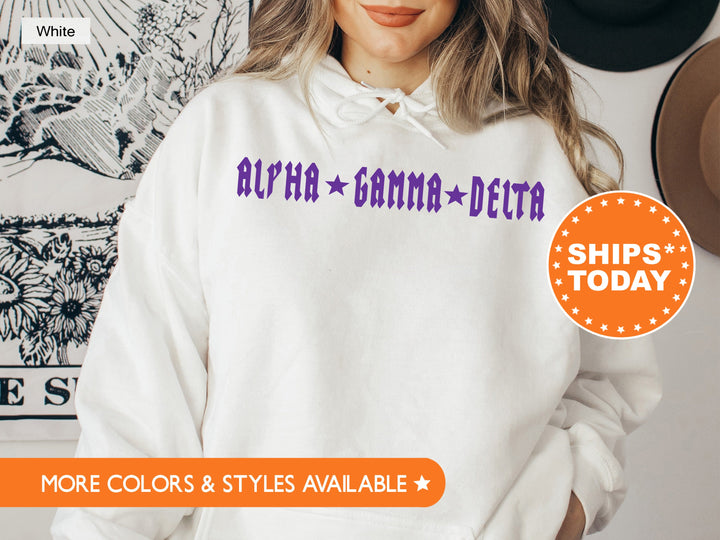 Alpha Gamma Delta Rock N Roll Sorority Sweatshirt | Alpha Gam Greek Sweatshirt | Sorority Merch | Big Little Gift | College Apparel _ 5588g