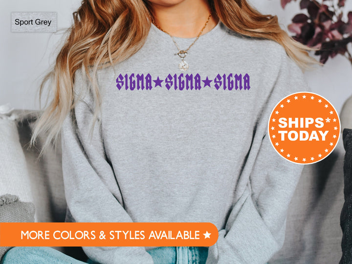 Sigma Sigma Sigma Rock N Roll Sorority Sweatshirt | Tri Sigma Greek Sweatshirt | Sorority Merch | Big Little Gift | College Apparel _ 5608g