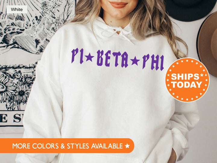 Pi Beta Phi Rock N Roll Sorority Sorority Sweatshirt | Pi Phi Greek Sweatshirt | Sorority Merch | Big Little Gift | College Apparel _ 5605g