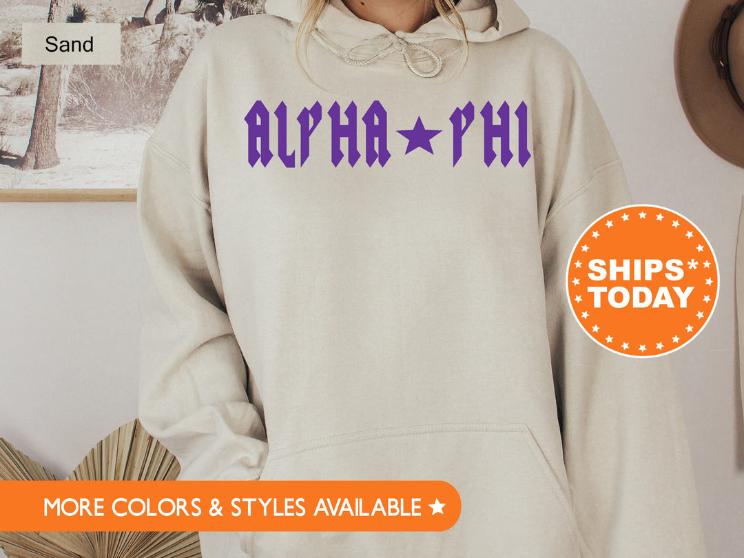 Alpha Phi Rock N Roll Sorority Sweatshirt | APHI Greek Sweatshirt | Sorority Merch | Big Little Sorority Gift | College Apparel _ 5590g