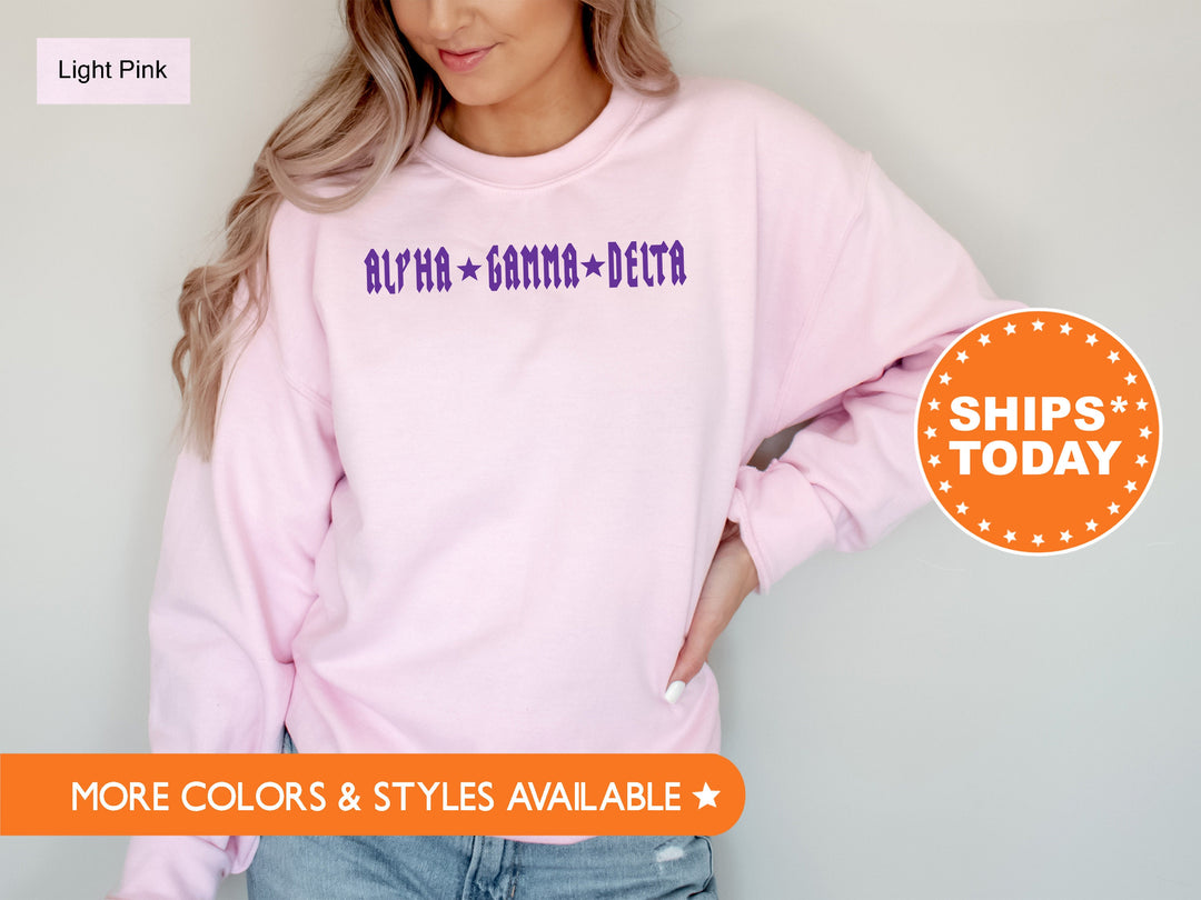 Alpha Gamma Delta Rock N Roll Sorority Sweatshirt | Alpha Gam Greek Sweatshirt | Sorority Merch | Big Little Gift | College Apparel _ 5588g