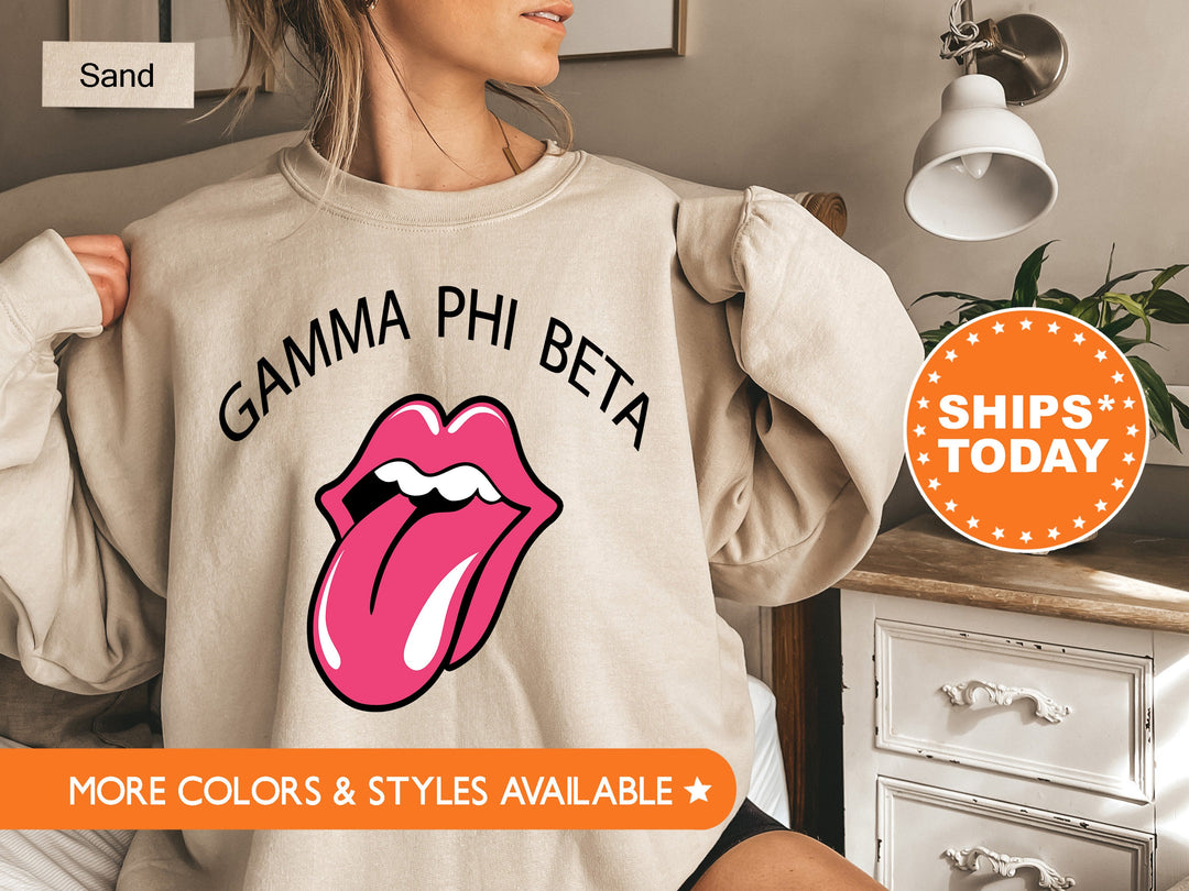 Gamma Phi Beta Tongues Out Sorority Sweatshirt | GPHI Greek Apparel | Gamma Phi Sweatshirt | Big Little Gift | Sorority Merch _ 7736g