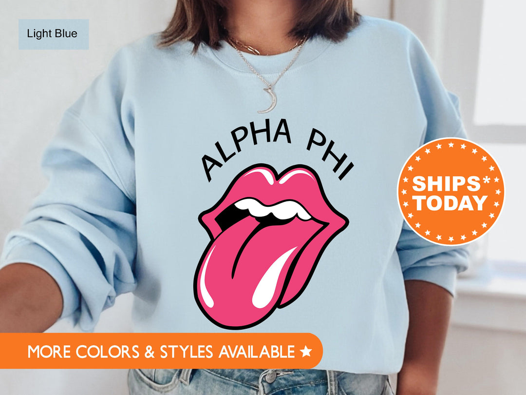 Alpha Phi Tongues Out Sorority Sweatshirt | APHI Big Little | Alpha Phi Hoodie | Sorority Reveal | Bid Day Basket  | Sorority Rush _ 7727g