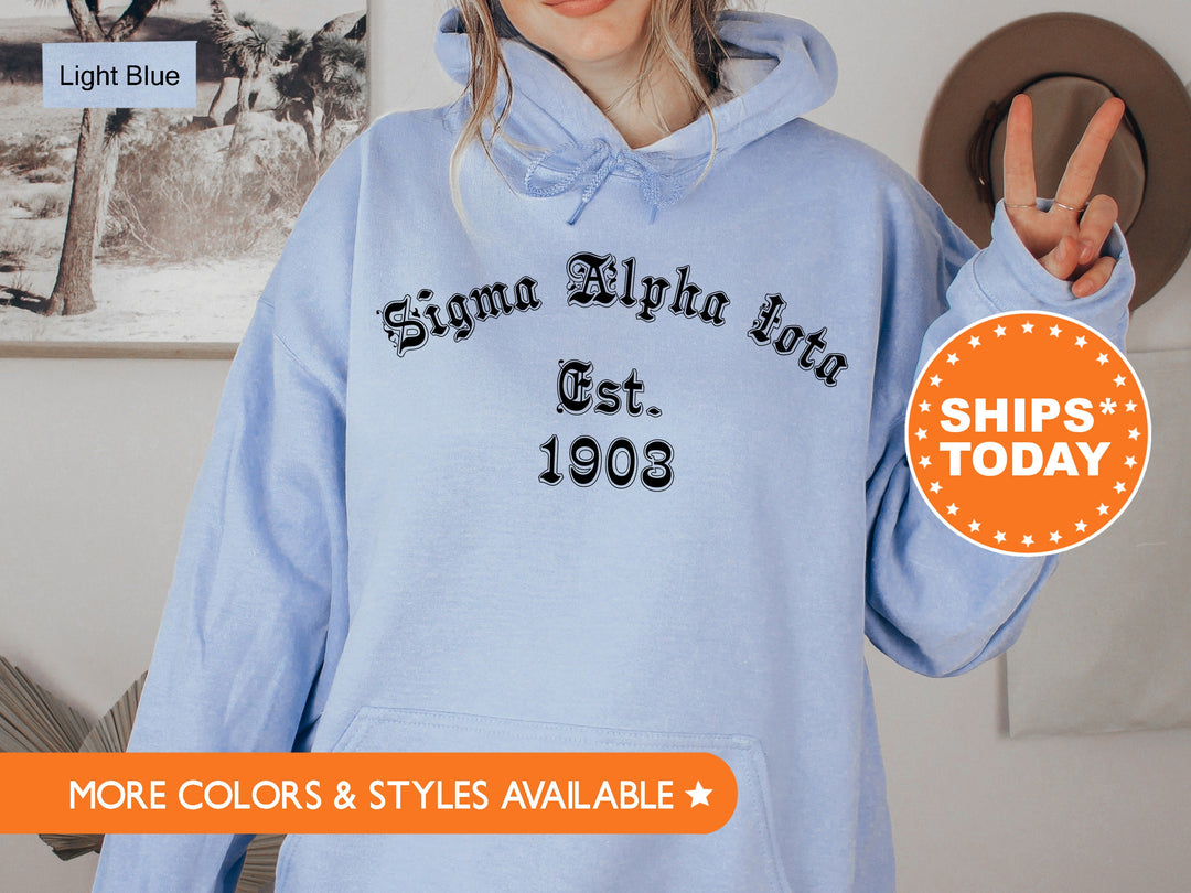 Sigma Alpha Iota Old English Sorority Sweatshirt | SAI Apparel | Sorority Hoodie | Big Little Sorority Gift | Vintage Sweatshirt