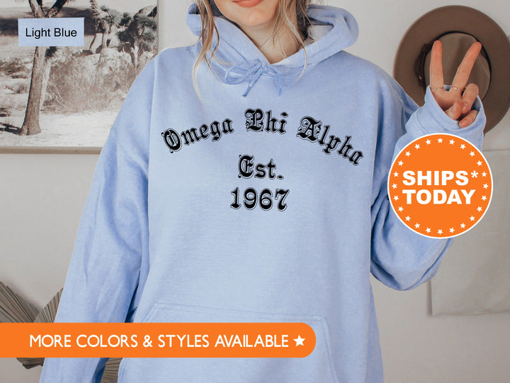 Omega Phi Alpha Old English Sorority Sweatshirt | OPhiA Sweatshirt | OPhiA Initiation Gift | Sorority Big Little | Sorority Hoodie