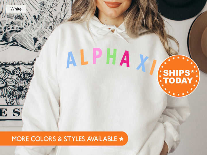 Alpha Xi Delta Colorful Letter Sorority Sweatshirt | AXID Merch | Alpha Xi Initiation Gift | Big Little Reveal | Sorority Bid Day _ 5398g