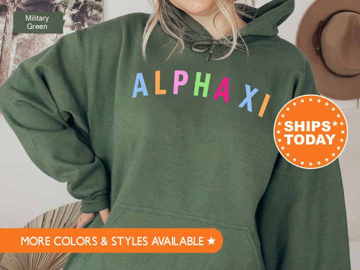 Alpha Xi Delta Colorful Letter Sorority Sweatshirt | AXID Merch | Alpha Xi Initiation Gift | Big Little Reveal | Sorority Bid Day _ 5398g