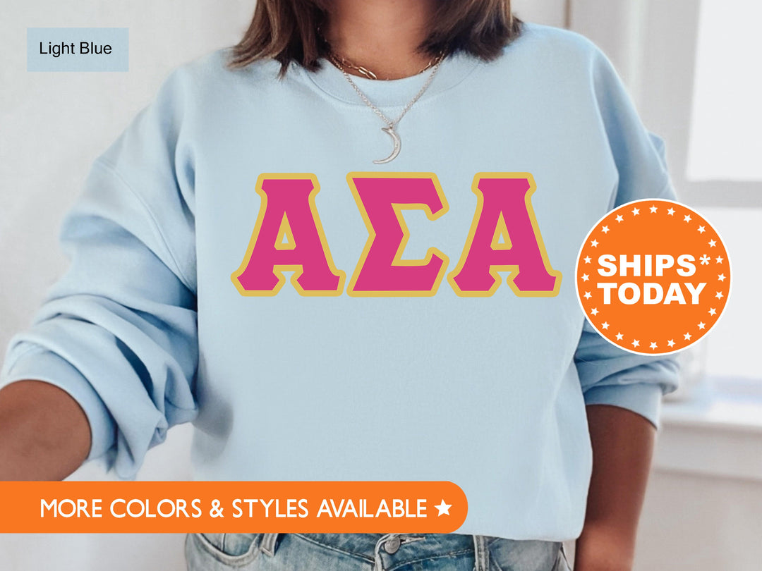 Alpha Sigma Alpha Pink and Gold Sorority Sweatshirt | Alpha Sigma Alpha Sweatshirt | Greek Letters | Sorority Hoodie | Big Little