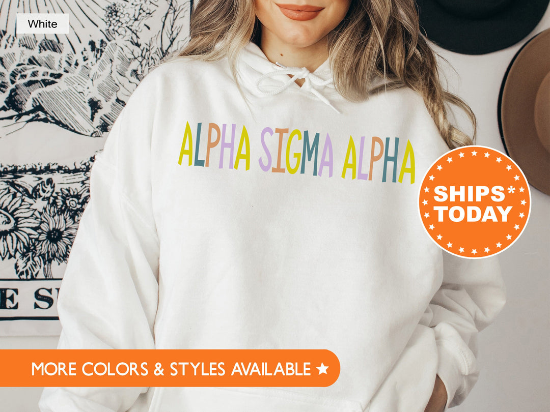 Alpha Sigma Alpha Uniquely Me Sorority Sweatshirt | ASA Colorful Letters Sweatshirt | Sorority Hoodie | Big Little Reveal Gift _ 5816g