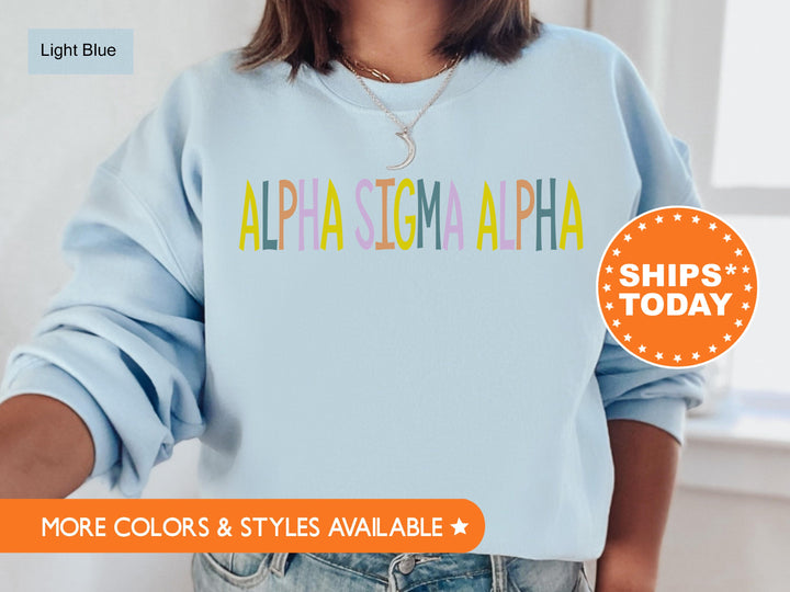 Alpha Sigma Alpha Uniquely Me Sorority Sweatshirt | ASA Colorful Letters Sweatshirt | Sorority Hoodie | Big Little Reveal Gift _ 5816g