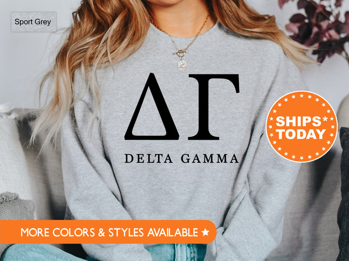 Delta Gamma Sweet and Simple Sorority Sweatshirt | Dee Gee Greek Letters Sorority Crewneck | Delta Gamma Sorority Letters | Sorority Merch 5011g
