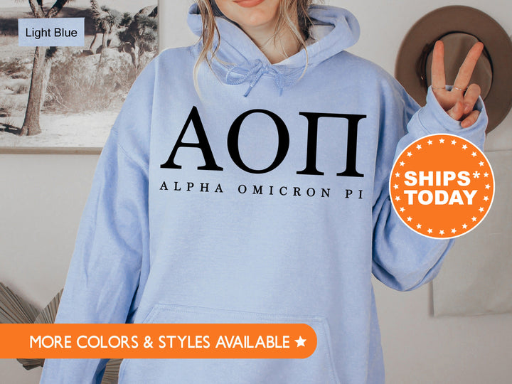 Alpha Omicron Pi Sweet and Simple Sorority Sweatshirt | Alpha O Greek Letters Sorority Crewneck | Sorority Letters | Sorority Apparel _ 5004g