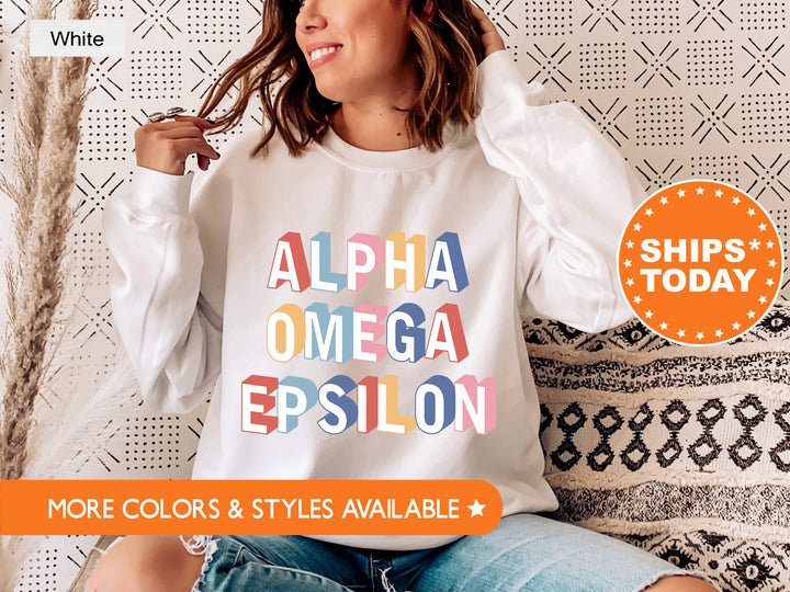Alpha Omega Epsilon Retro Sorority Sweatshirt | Big Little Reveal | Retro Sweatshirt | Bid Day Gift | Alpha Omega Epsilon Hoodie _ 8681g