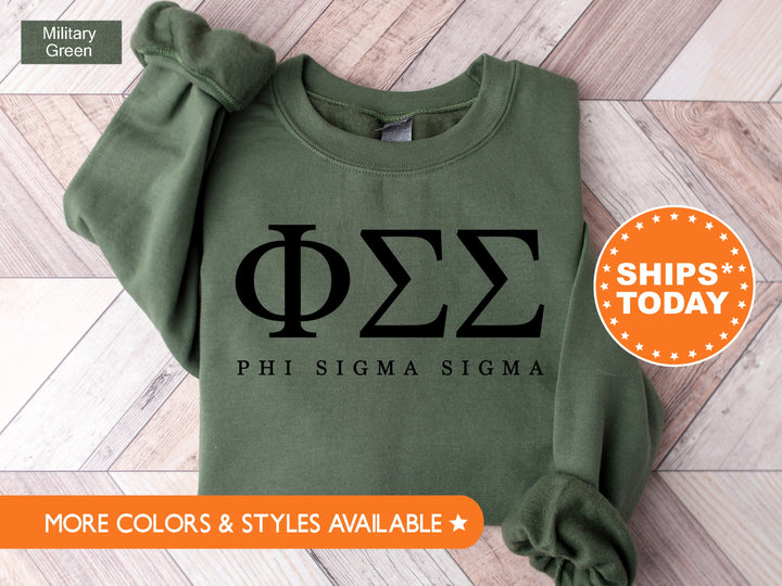 Phi Sigma Sigma Sweet and Simple Sorority Sweatshirt | Phi Sig Greek Letters Sorority Crewneck | Phi Sig Sorority Letters | Greek Apparel 5019g