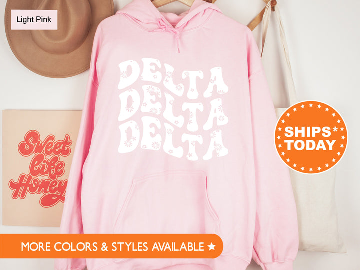 Delta Delta Delta Floral Hippie Sorority Sweatshirt | Tri Delta Hoodie | Big Little Reveal | Sorority Merch | Sorority Sisters Gift 7108g
