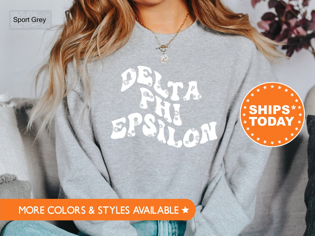 Delta Phi Epsilon Floral Hippie Sorority Sweatshirt | DPHIE Sweatshirt | Big Little | Sorority Reveal | Greek Apparel | DPHIE Hoodie 7110g