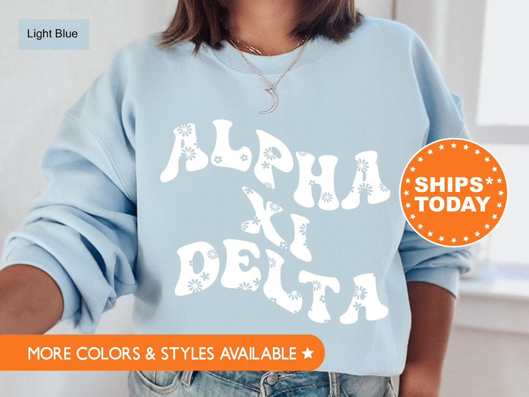 Alpha Xi Delta Floral Hippie Sorority Sweatshirt | AXID Sorority Hoodie | Greek Apparel | Big Little Reveal | Sorority Bid Day Gifts 7106g