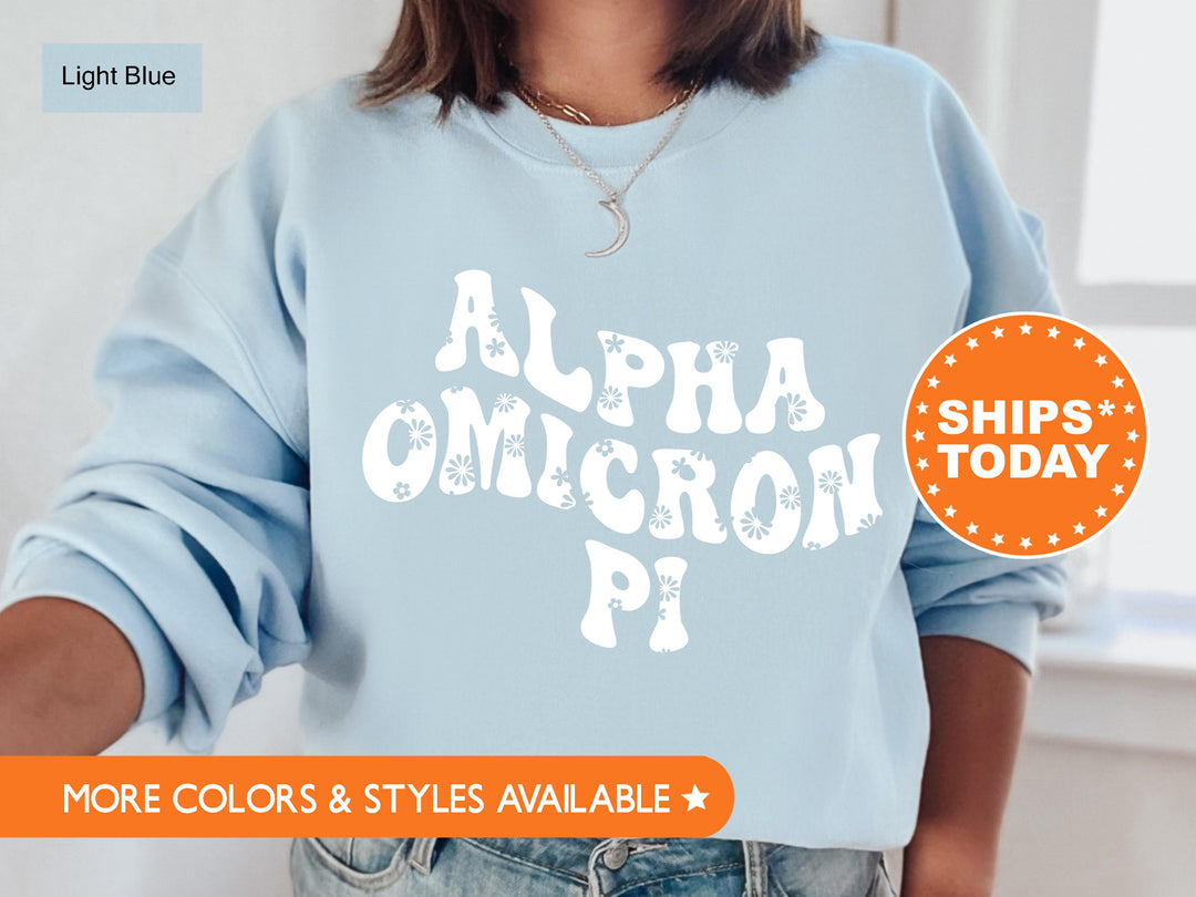 Alpha Omicron Pi Floral Hippie Sorority Sweatshirt | Alpha O Hoodie | Sorority Gift | Big Little Reveal | AOPI Merch | Greek Apparel