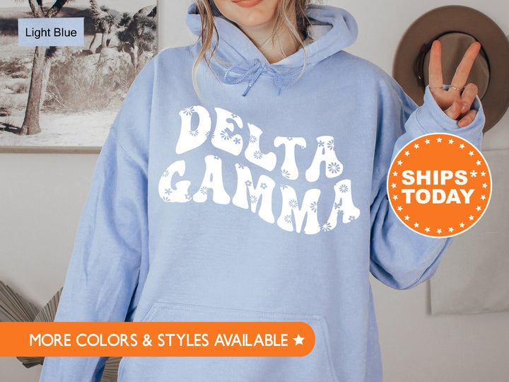 Delta Gamma Floral Hippie Sorority Sweatshirt | Dee Gee Initiation Gift | Greek Apparel | Big Little Sorority | Sorority Hoodie 7109g