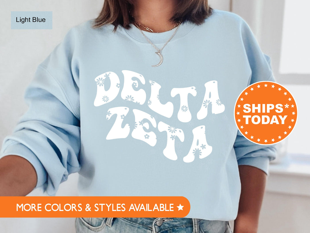 Delta Zeta Floral Hippie Sorority Sweatshirt | Dee Zee Sweatshirt | Sorority Gifts For Little | Delta Zeta Hoodie | Sorority Gifts