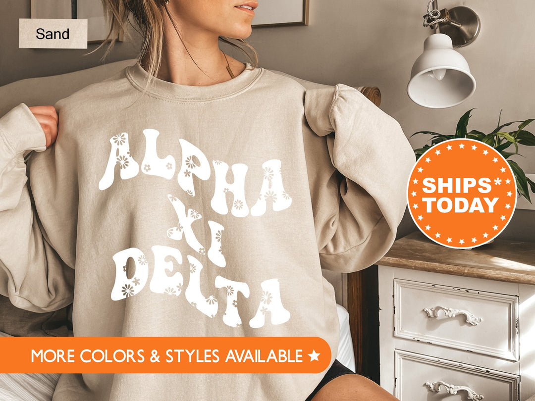 Alpha Xi Delta Floral Hippie Sorority Sweatshirt | AXID Sorority Hoodie | Greek Apparel | Big Little Reveal | Sorority Bid Day Gifts