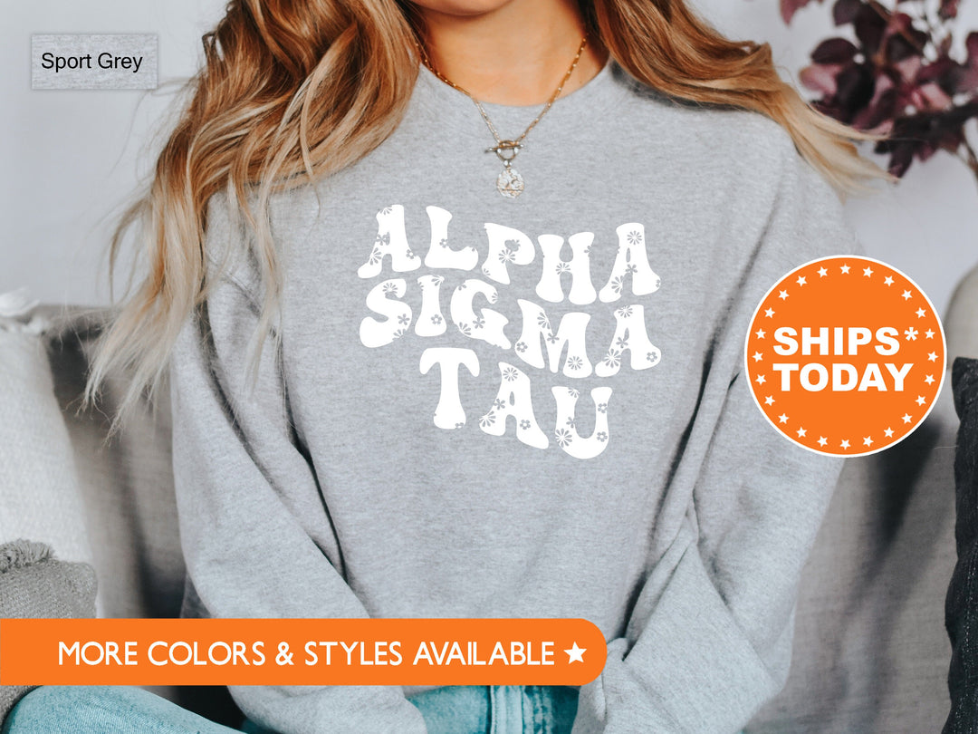 Alpha Sigma Tau Floral Hippie Sorority Sweatshirt | AST Greek Apparel | Sorority Big Little | Bid Day Gifts | Sorority Hoodie 7105g