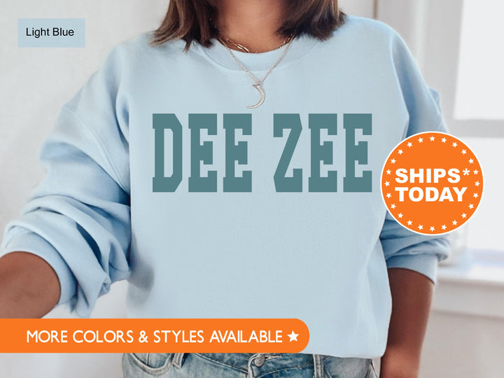 Delta Zeta Bold Aqua Sorority Sweatshirt | Dee Zee Sorority Letters Crewneck | Sorority Merch | Big Little Reveal Gifts | Bid Day Basket