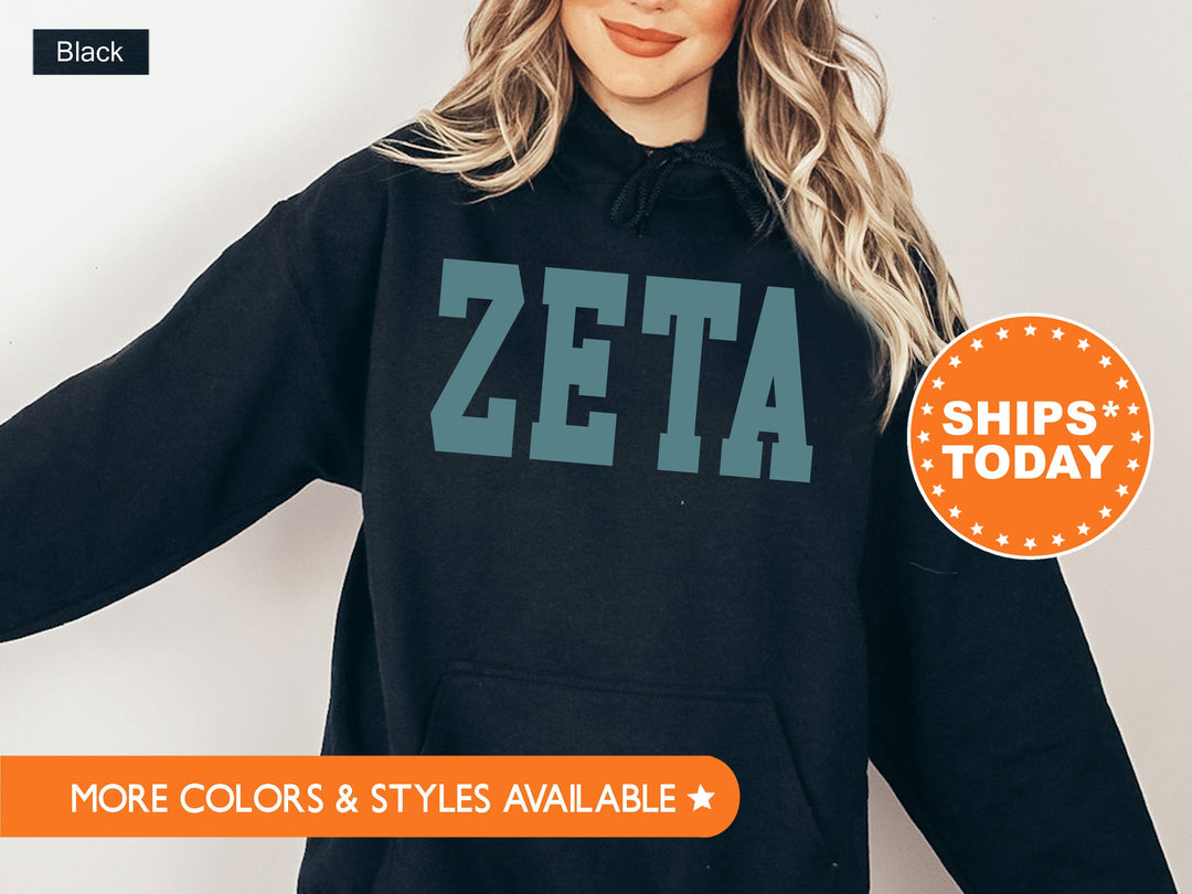 Zeta Tau Alpha Bold Aqua Sorority Sweatshirt | ZETA Sorority Letters Crewneck | Sorority Merch | Big Little Reveal Gifts | Bid Day Basket